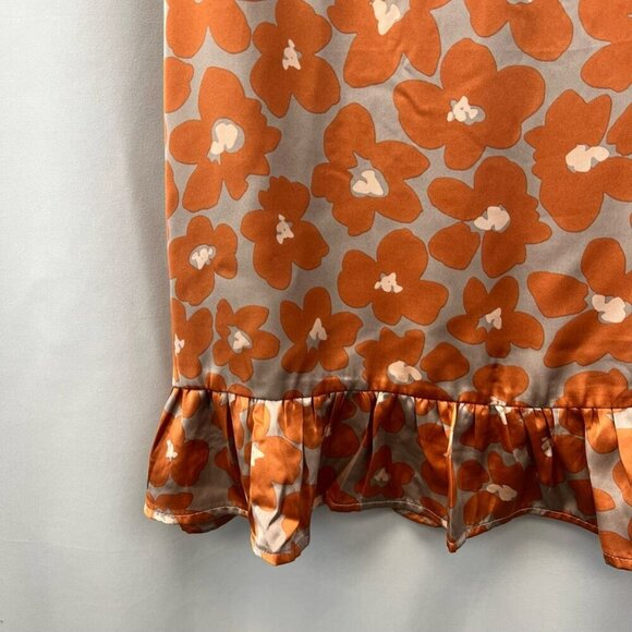 Dress Forum Womens Shift Dress Multicolor Floral Ruffle Hem Puff Sleeve Mini S - Picture 9 of 11